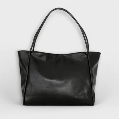 Effortless Black Leather Tote Bag for Women with Casual Style