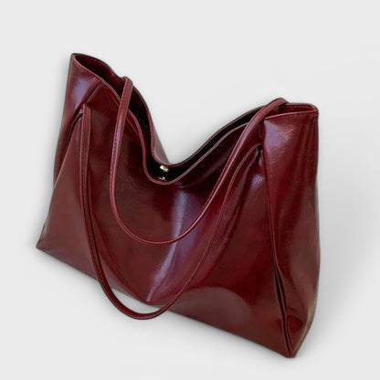 Effortless Black Leather Tote Bag for Women with Casual Style