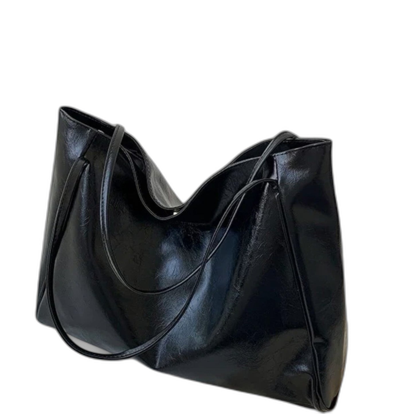 Effortless Black Leather Tote Bag for Women with Casual Style