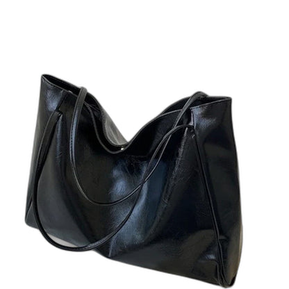 Effortless Black Leather Tote Bag for Women with Casual Style