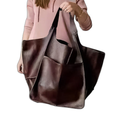 Effortless Black Leather Tote Bag for Women with Casual Style