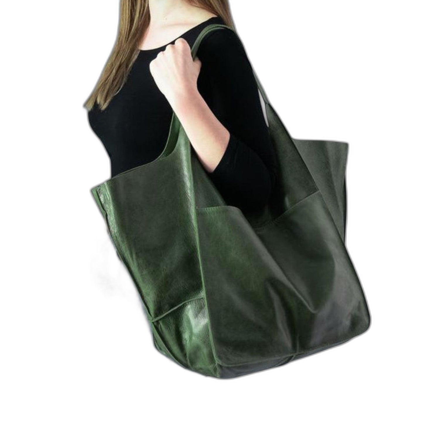 Effortless Black Leather Tote Bag for Women with Casual Style