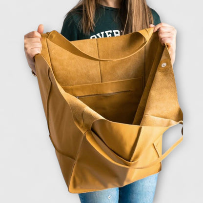 Effortless Black Leather Tote Bag for Women with Oversized Casual Style