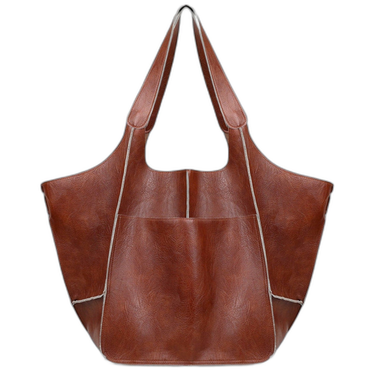 Effortless Black Leather Tote Bag for Women with Oversized Casual Style