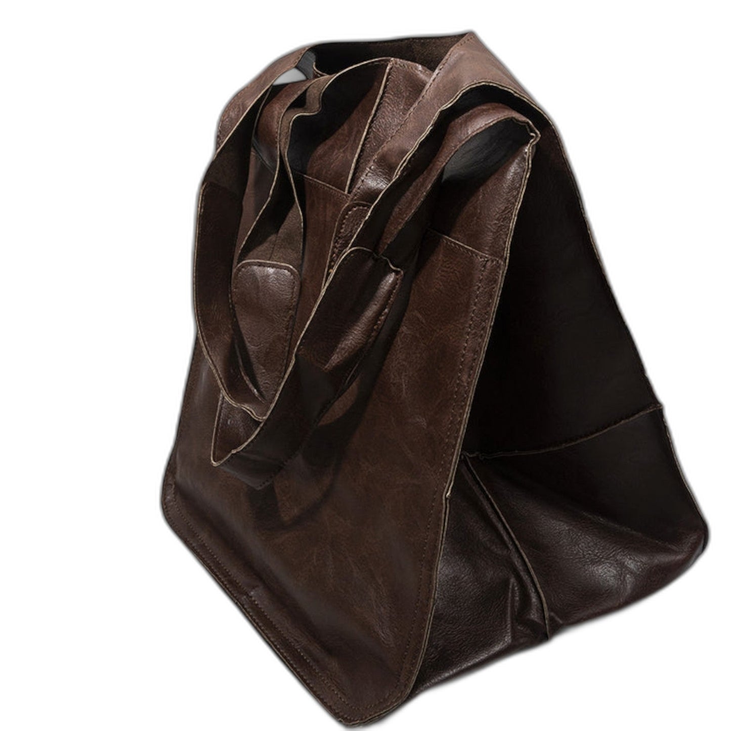 Effortless Black Leather Tote Bag for Women with Oversized Casual Style