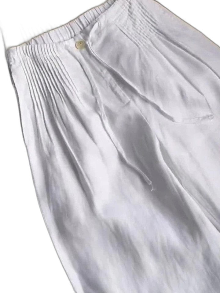 Effortless Black Linen Wide Leg Pants for Women with High Waisted Casual Style
