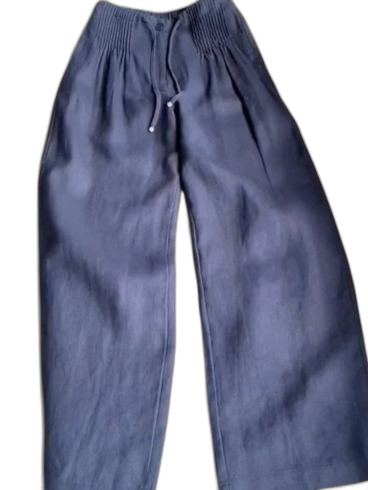 Effortless Black Linen Wide Leg Pants for Women with High Waisted Casual Style