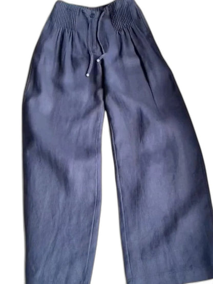 Effortless Black Linen Wide Leg Pants for Women with High Waisted Casual Style