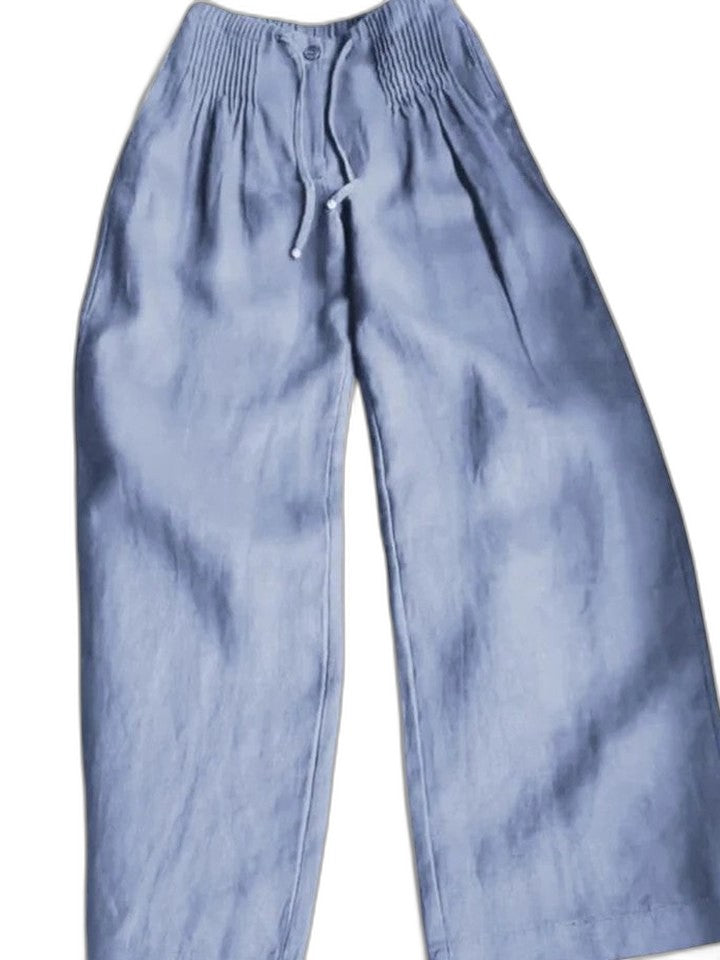 Effortless Black Linen Wide Leg Pants for Women with High Waisted Casual Style