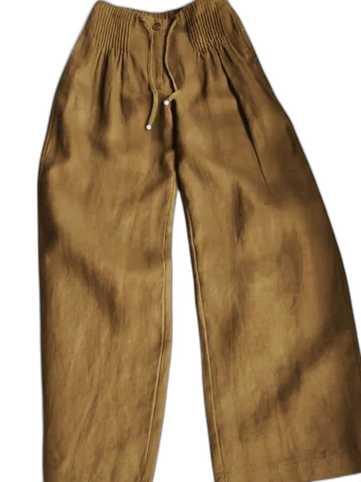 Effortless Black Linen Wide Leg Pants for Women with High Waisted Casual Style