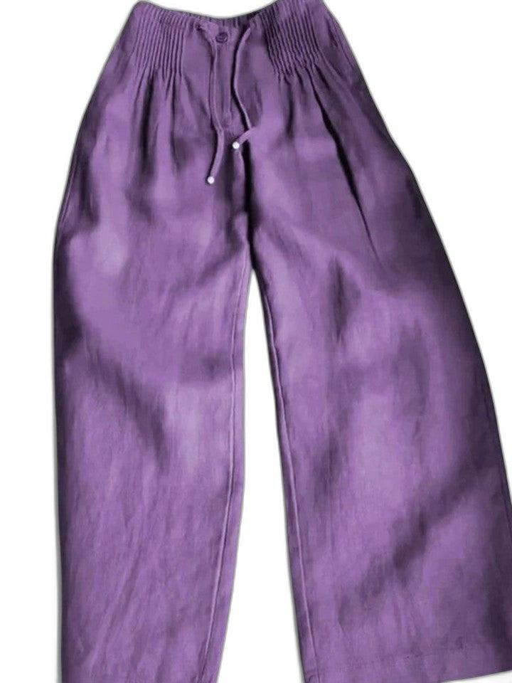 Effortless Black Linen Wide Leg Pants for Women with High Waisted Casual Style
