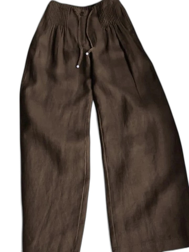 Effortless Black Linen Wide Leg Pants for Women with High Waisted Casual Style