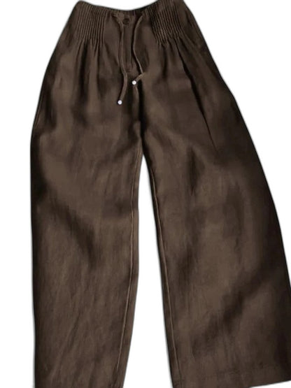 Effortless Black Linen Wide Leg Pants for Women with High Waisted Casual Style