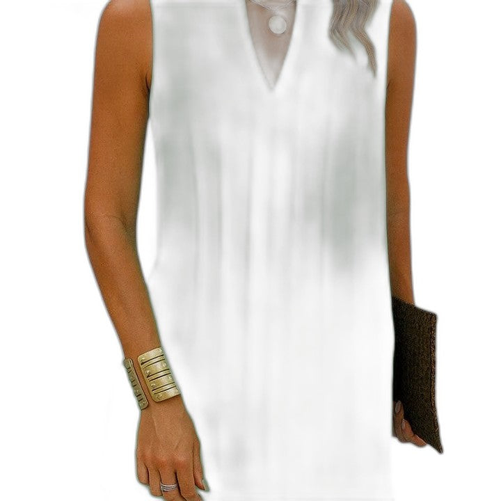 Effortless Black Midi Dress for Women with V Neck Sleeveless A Line Flowing Pockets Casual Style