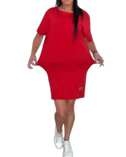 Effortless Black Mini Dress for Women with Crew Neck Short Sleeve Bodycon Casual Style