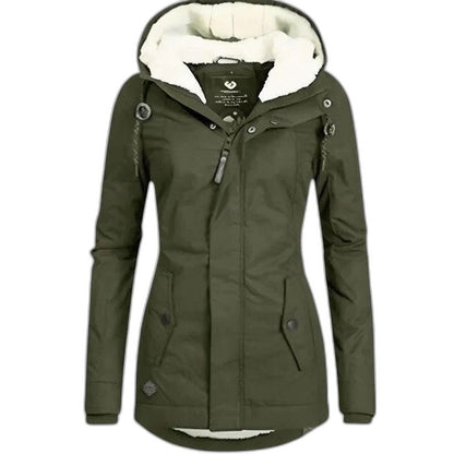 Effortless Black Puffer Jacket for Women with Collared Long Sleeve Pockets Waterproof Fur Lined Casual Style
