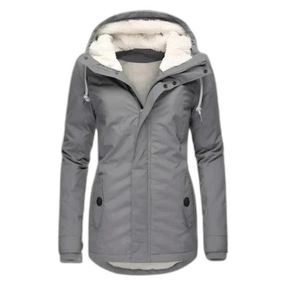 Effortless Black Puffer Jacket for Women with Collared Long Sleeve Pockets Waterproof Fur Lined Casual Style