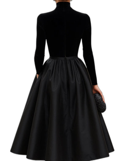 Effortless Black Satin Sweater for Women with Turtleneck Long Sleeve Bodycon Casual Style