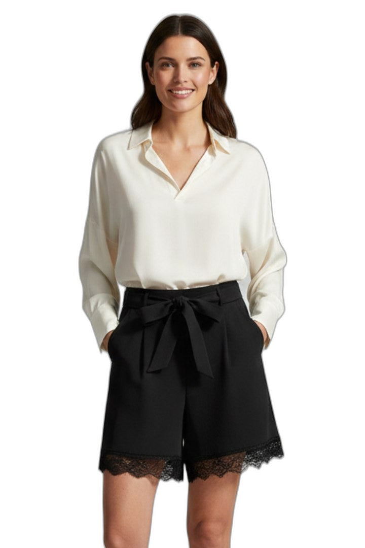 Effortless Black Shorts for Women with Belted Tie Waist High Waisted Casual Style