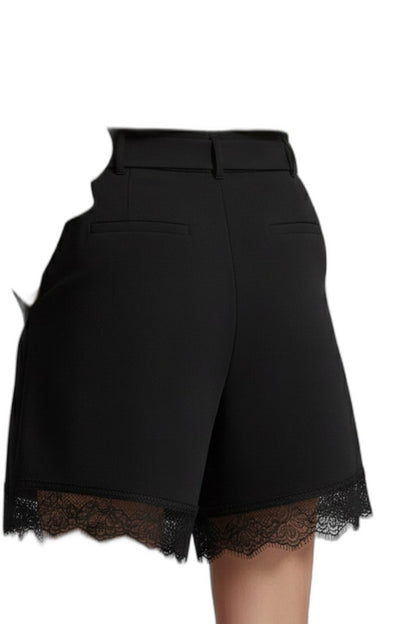 Effortless Black Shorts for Women with Belted Tie Waist High Waisted Casual Style