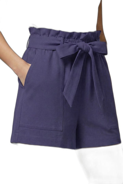 Effortless Black Shorts for Women with Belted Tie Waist High Waisted Pockets Casual Style