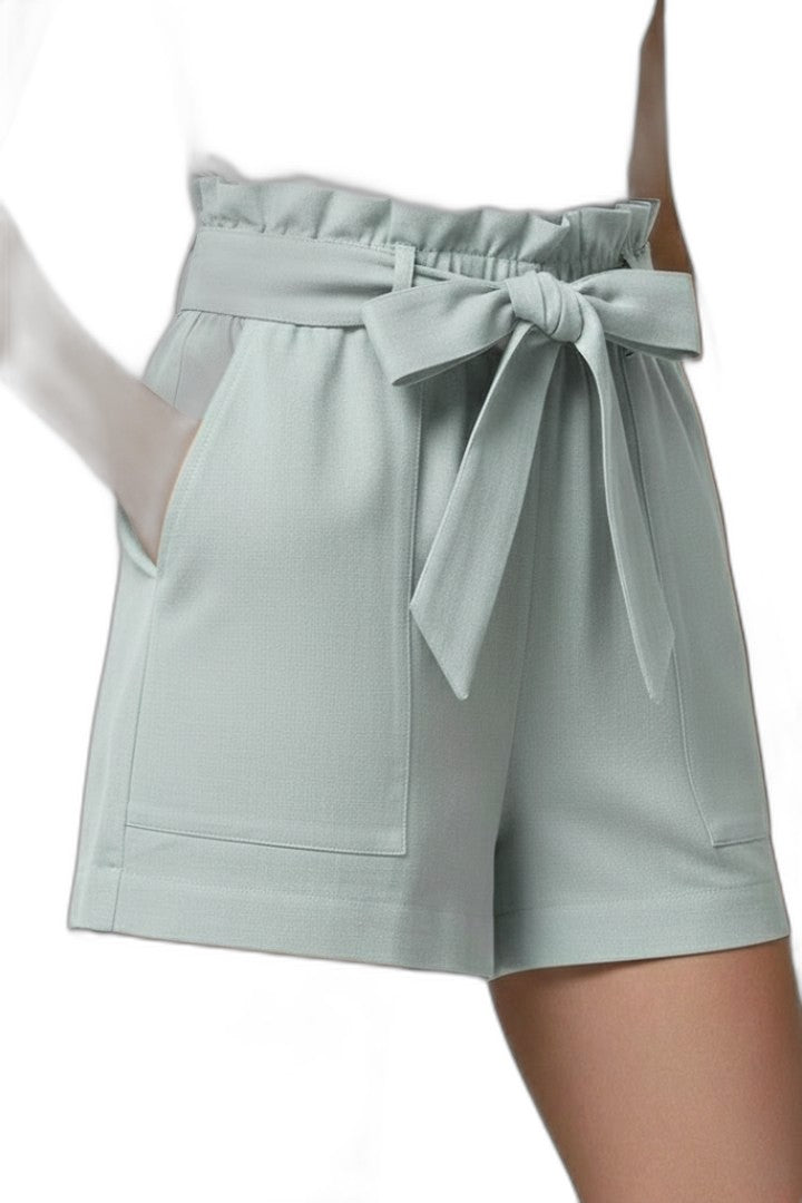 Effortless Black Shorts for Women with Belted Tie Waist High Waisted Pockets Casual Style