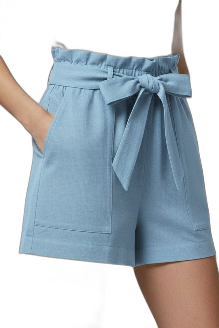 Effortless Black Shorts for Women with Belted Tie Waist High Waisted Pockets Casual Style