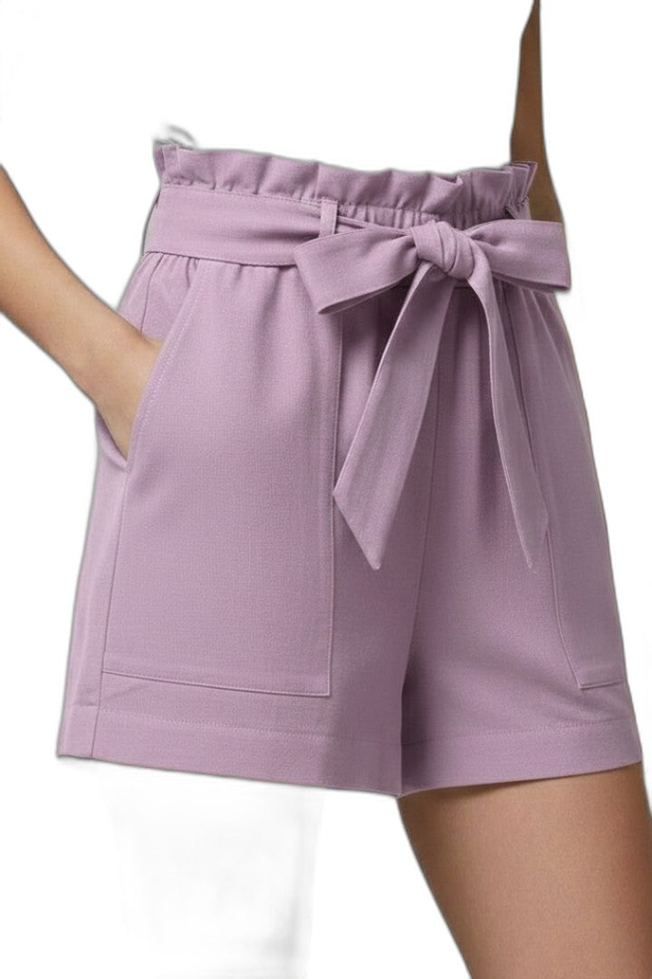 Effortless Black Shorts for Women with Belted Tie Waist High Waisted Pockets Casual Style