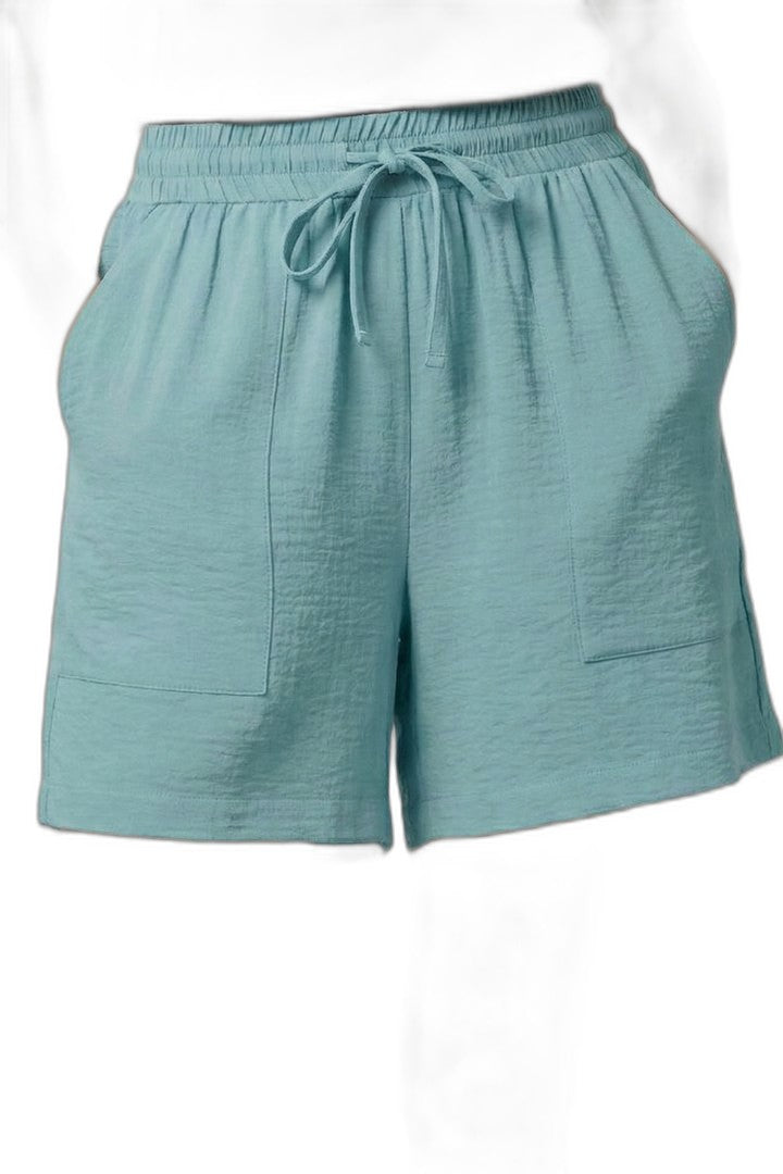 Effortless Black Shorts for Women with High Waisted Drawstring Pockets Casual Style