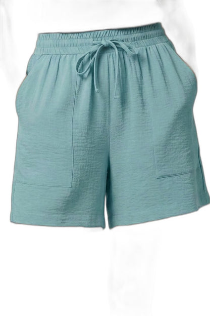 Effortless Black Shorts for Women with High Waisted Drawstring Pockets Casual Style
