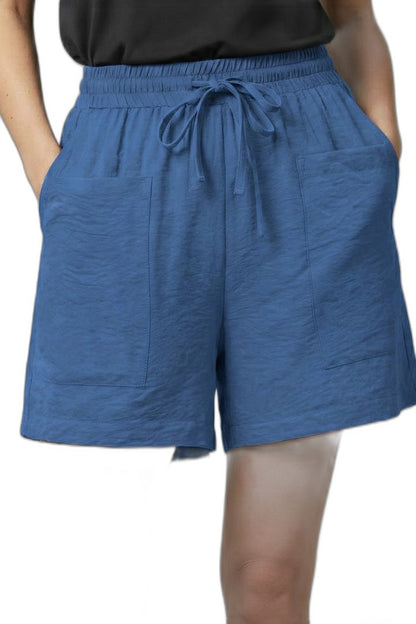 Effortless Black Shorts for Women with High Waisted Drawstring Pockets Casual Style