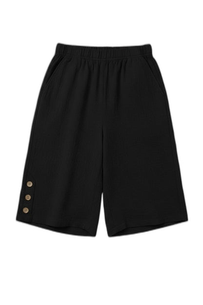 Effortless Black Shorts for Women with High Waisted Wide Leg Casual Style