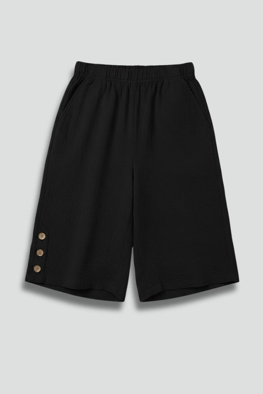 Effortless Black Shorts for Women with High Waisted Wide Leg Casual Style