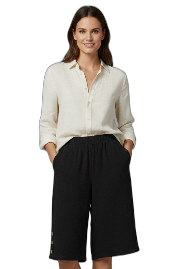 Effortless Black Shorts for Women with High Waisted Wide Leg Casual Style