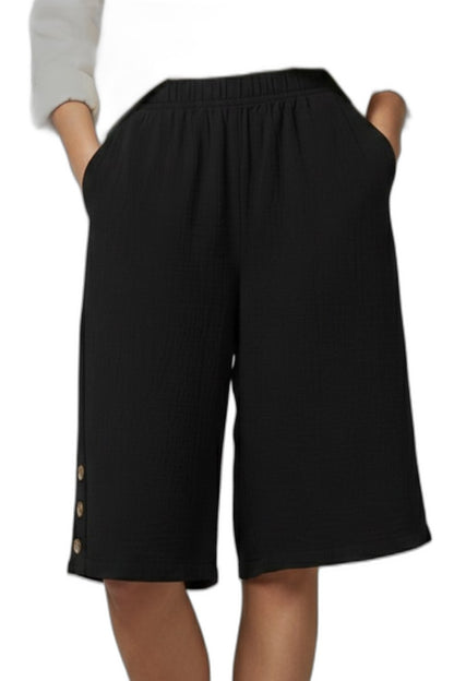 Effortless Black Shorts for Women with High Waisted Wide Leg Casual Style