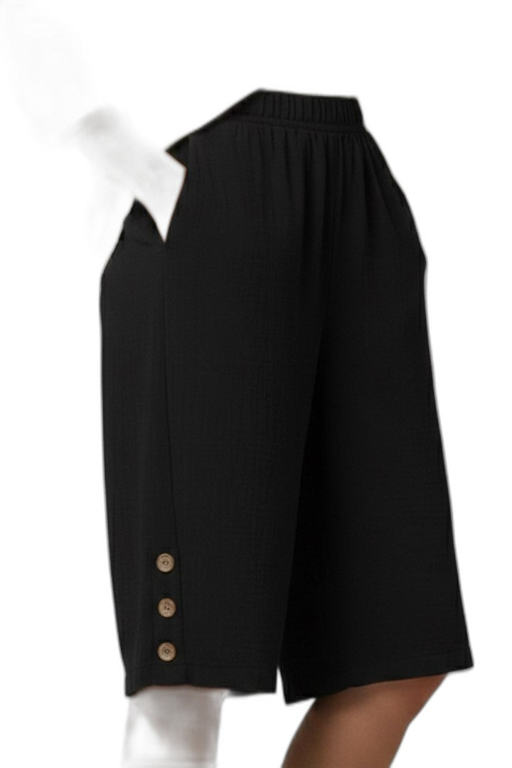 Effortless Black Shorts for Women with High Waisted Wide Leg Casual Style