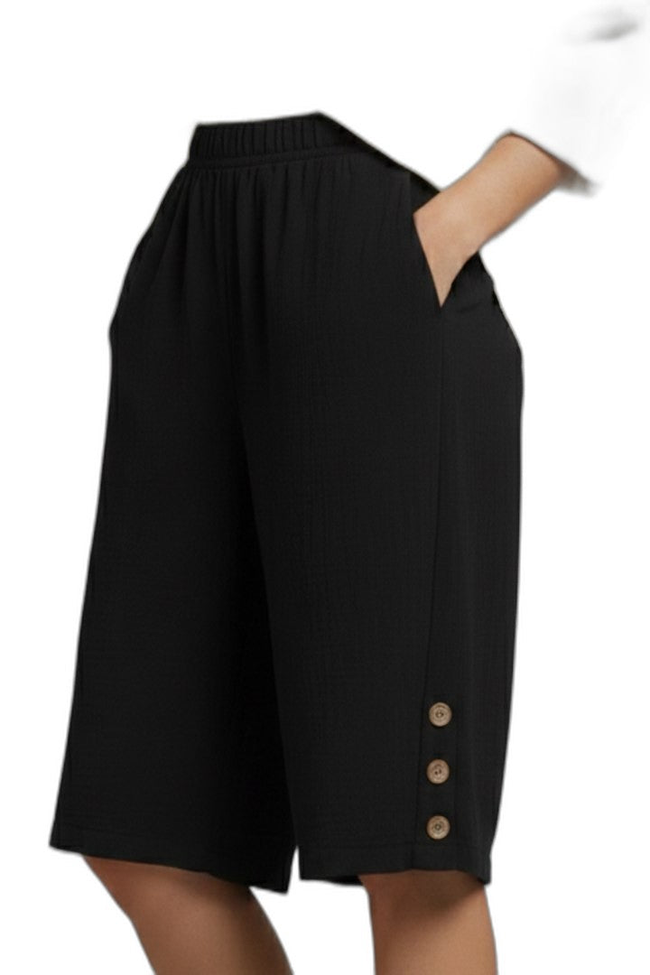 Effortless Black Shorts for Women with High Waisted Wide Leg Casual Style