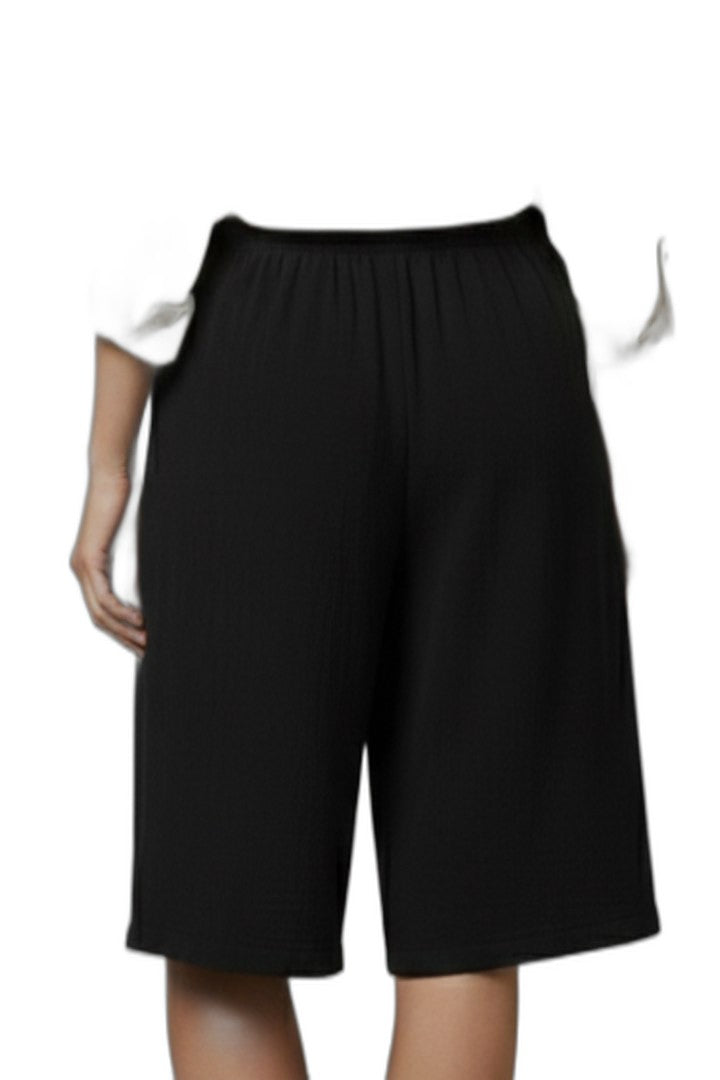 Effortless Black Shorts for Women with High Waisted Wide Leg Casual Style