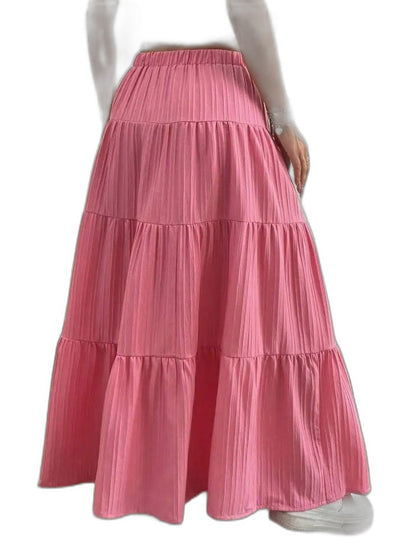 Effortless Black Skirt for Women with Tiered High Waisted Casual Style