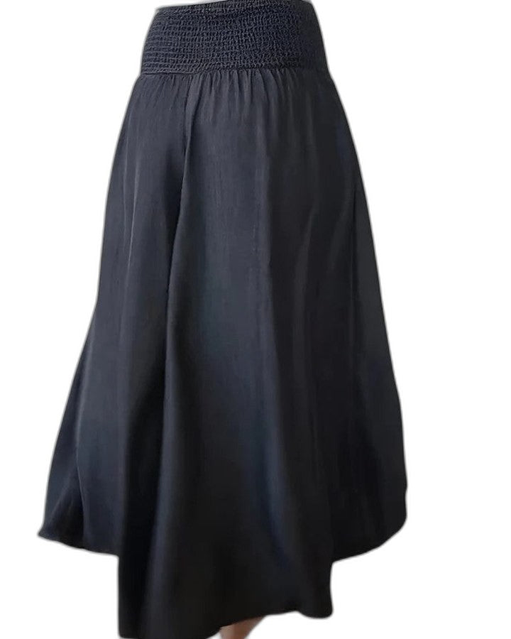 Effortless Black Wide Leg Pants for Women with High Waisted Flowing Pockets Casual Style