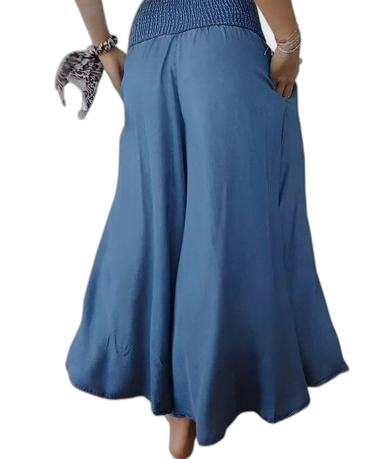 Effortless Black Wide Leg Pants for Women with High Waisted Flowing Pockets Casual Style