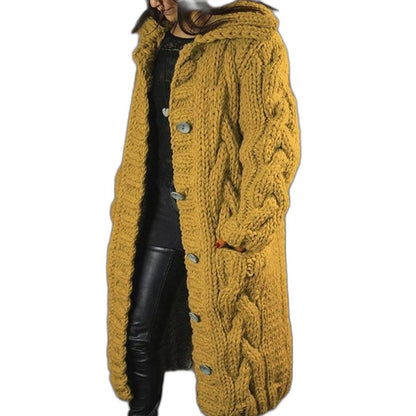 Effortless Blue Cable Knit Cardigan for Women with Long Sleeve Oversized Casual Style
