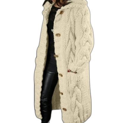 Effortless Blue Cable Knit Cardigan for Women with Long Sleeve Oversized Casual Style