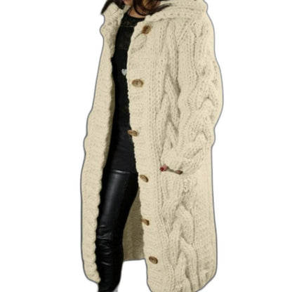 Effortless Blue Cable Knit Cardigan for Women with Long Sleeve Oversized Casual Style