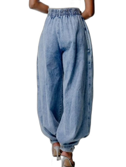 Effortless Blue Denim Jeans for Women with High Waisted Casual Style