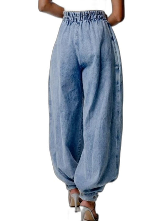 Effortless Blue Denim Jeans for Women with High Waisted Casual Style