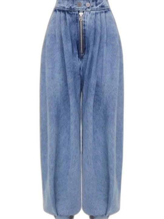 Effortless Blue Denim Jeans for Women with High Waisted Casual Style