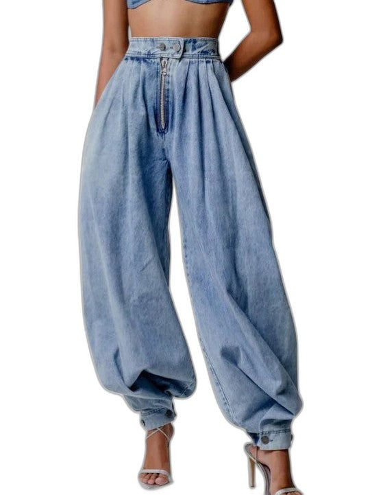 Effortless Blue Denim Jeans for Women with High Waisted Casual Style