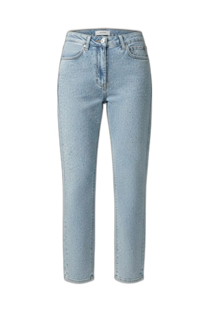 Effortless Blue Denim Jeans for Women with High Waisted Straight Leg Pockets Casual Style