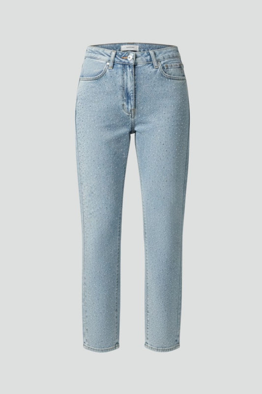 Effortless Blue Denim Jeans for Women with High Waisted Straight Leg Pockets Casual Style